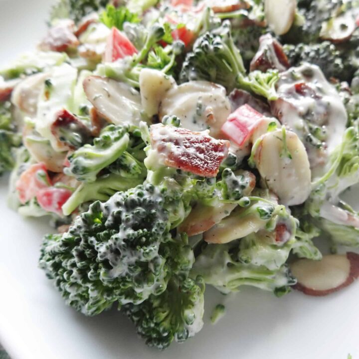 Bacon with broccoli and other salad fixins