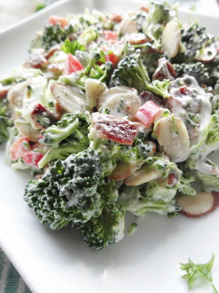 Bacon with broccoli and other salad fixins