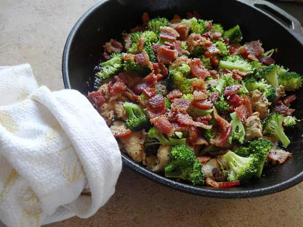 Chicken bacon pasta in the making