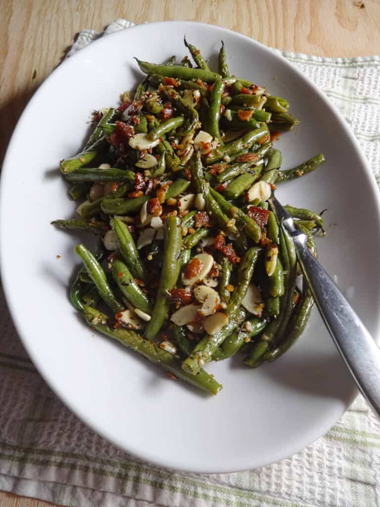 Green Beans Almondine Recipe with bacon