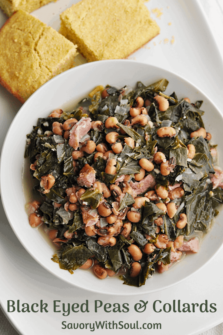Southern Black Eyed Peas and Collard Greens Savory With Soul