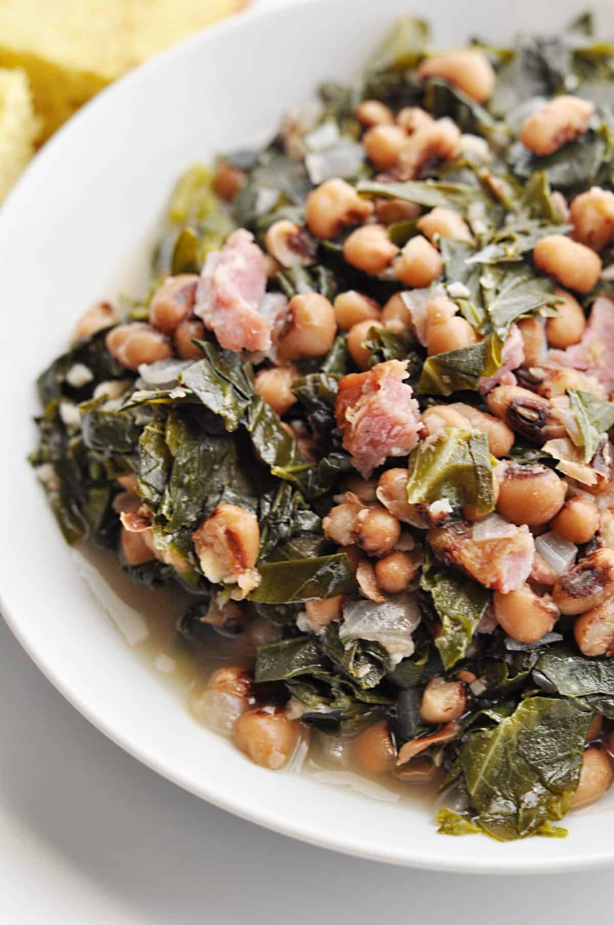 Southern Black Eyed Peas and Collard Greens Savory With Soul