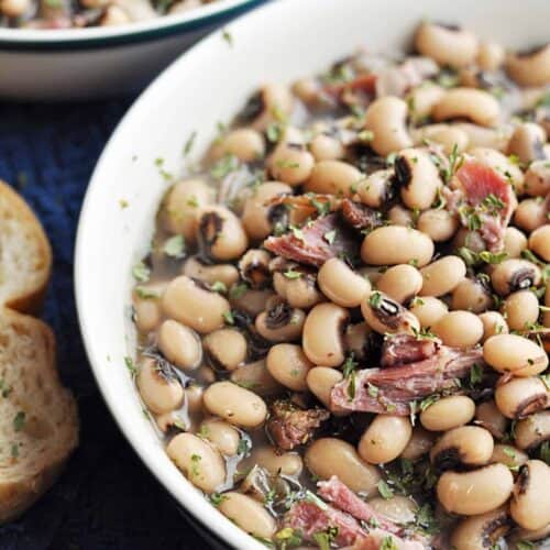 Bowl of Black Eyed Peas with ham