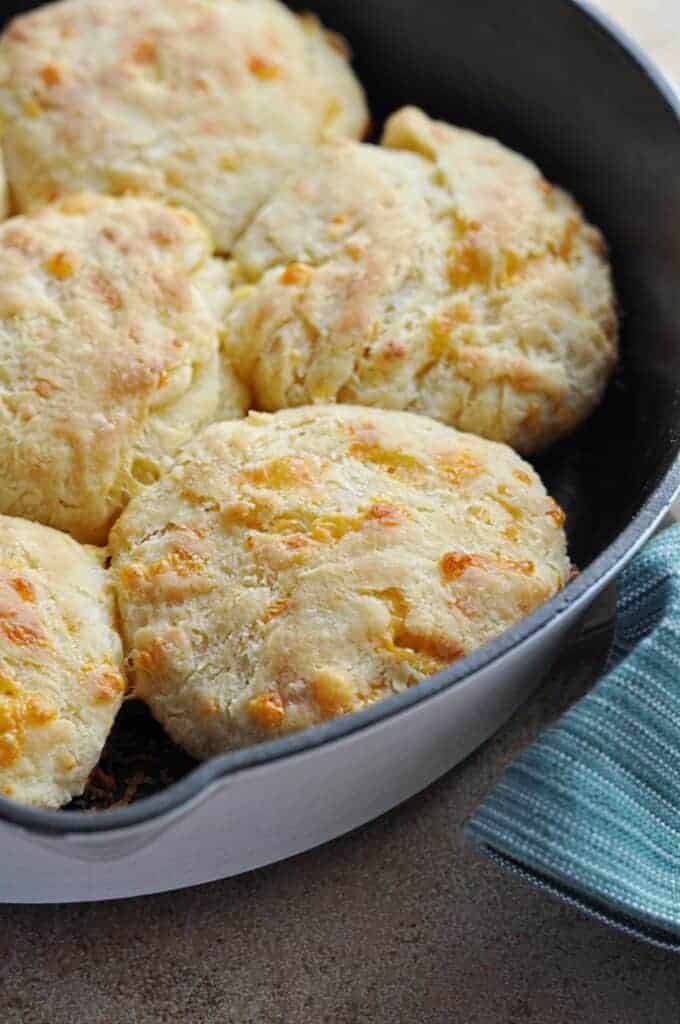 Cheddar cheese biscuits in pan