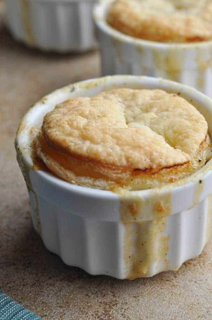 Chicken Leek Mushroom Pie recipe in ramekin