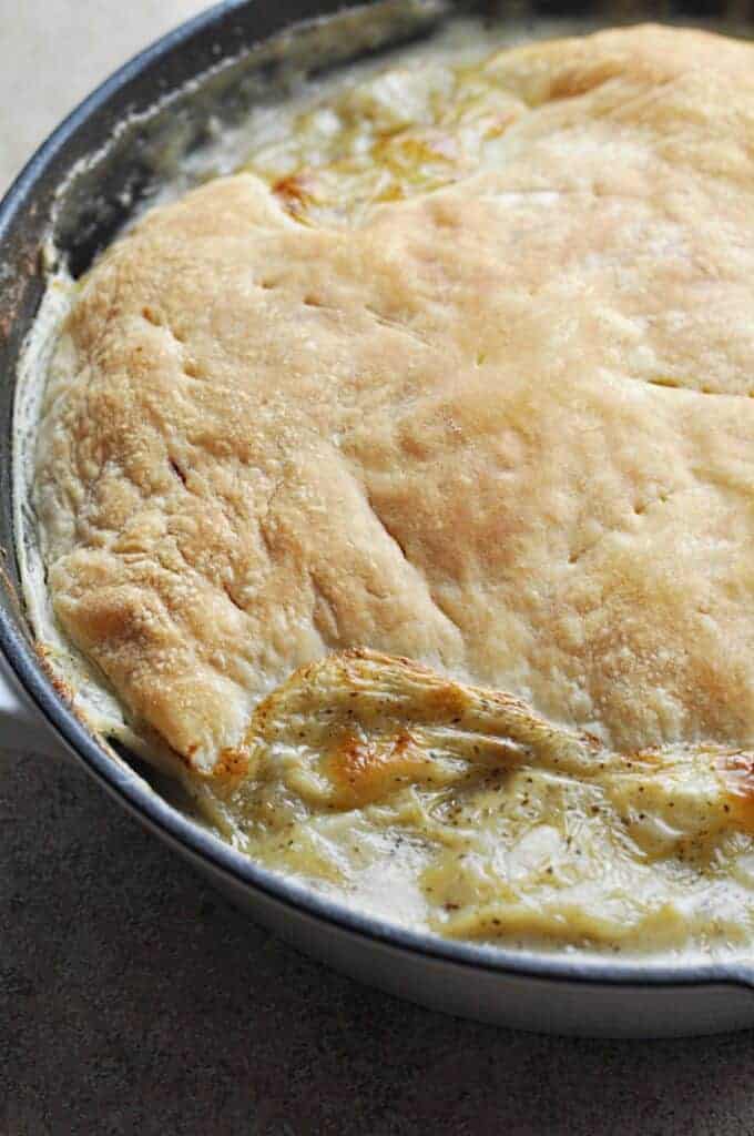 Ham & Leek pie in pan