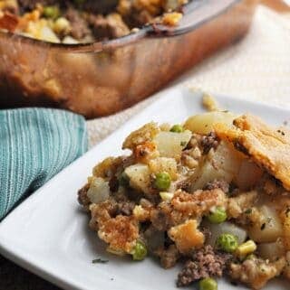 Beef pot pie on plate