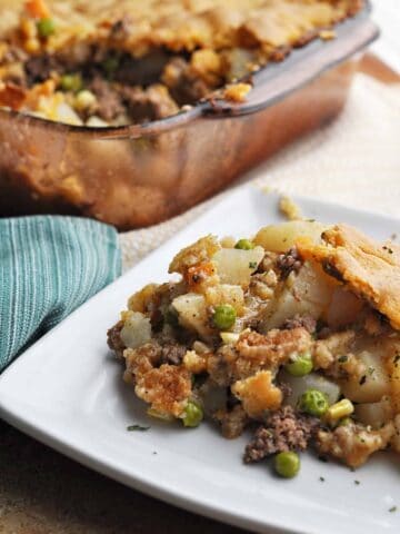 Beef pot pie on plate