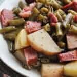 Crockpot Green Beans and Potatoes with ham