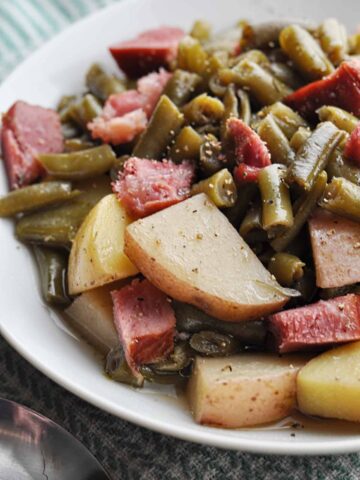Crockpot Green Beans and Potatoes with ham