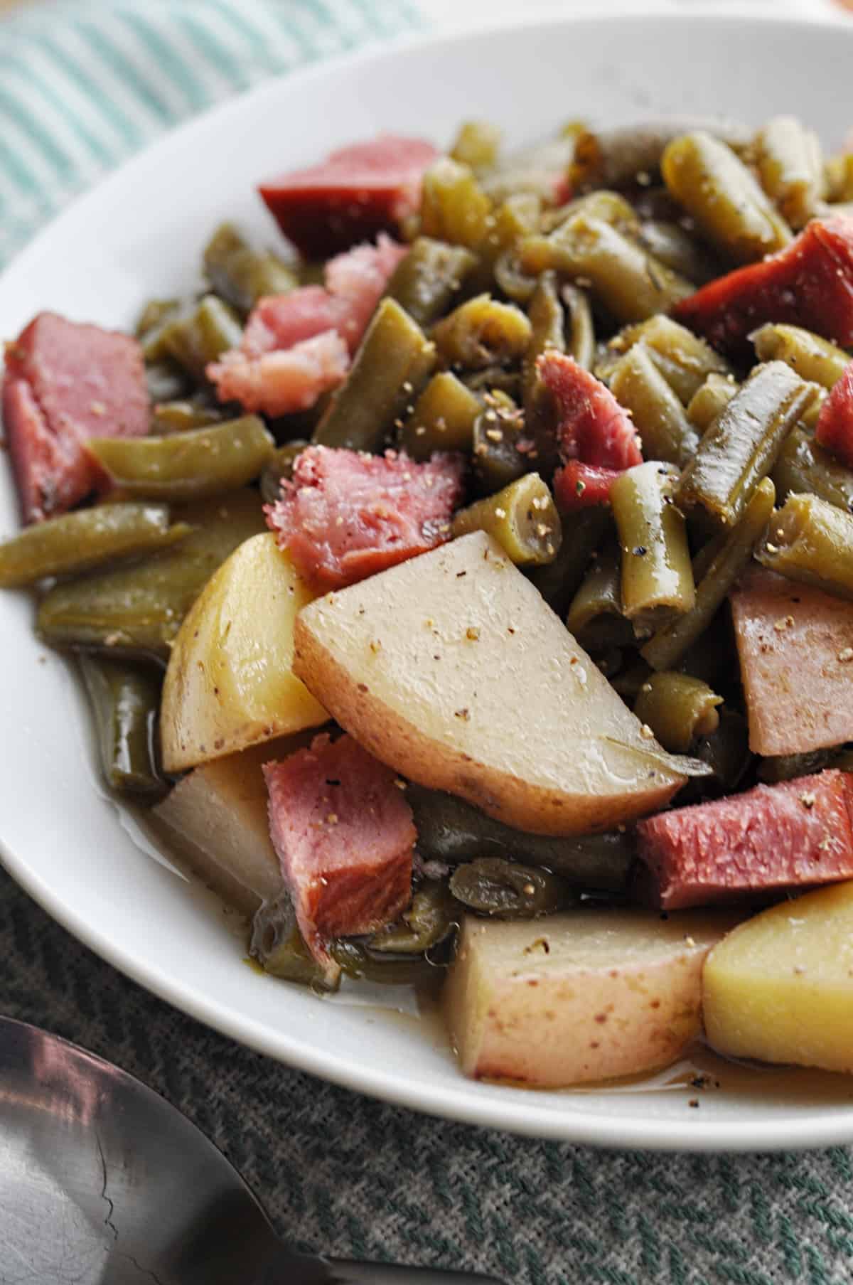 Crockpot Ham Green Beans and Potatoes - Savory With Soul