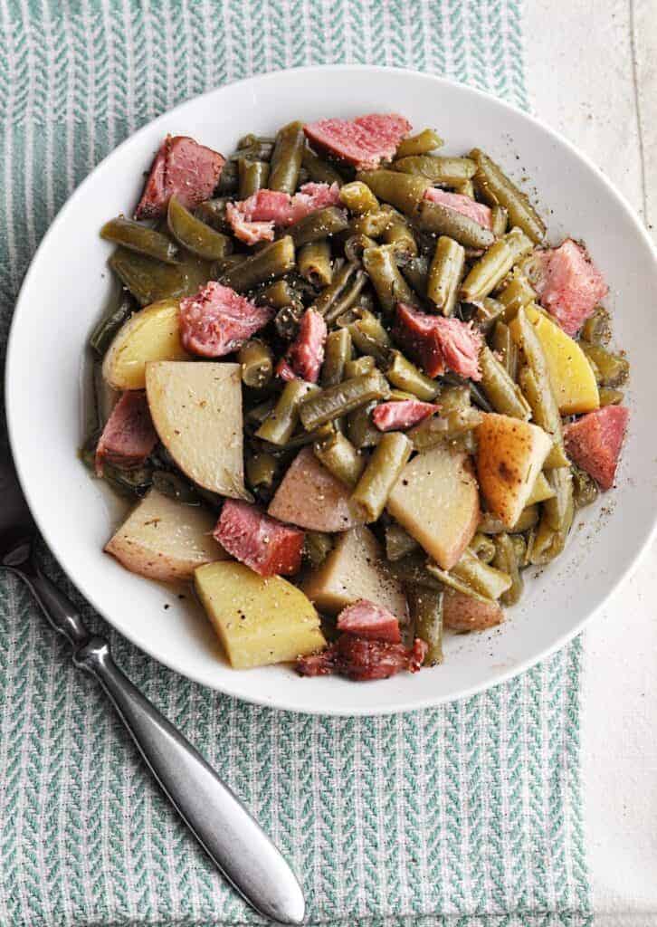 Crockpot Ham Green Beans and Potatoes - Savory With Soul