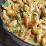 Tuscan butter shrimp in pan