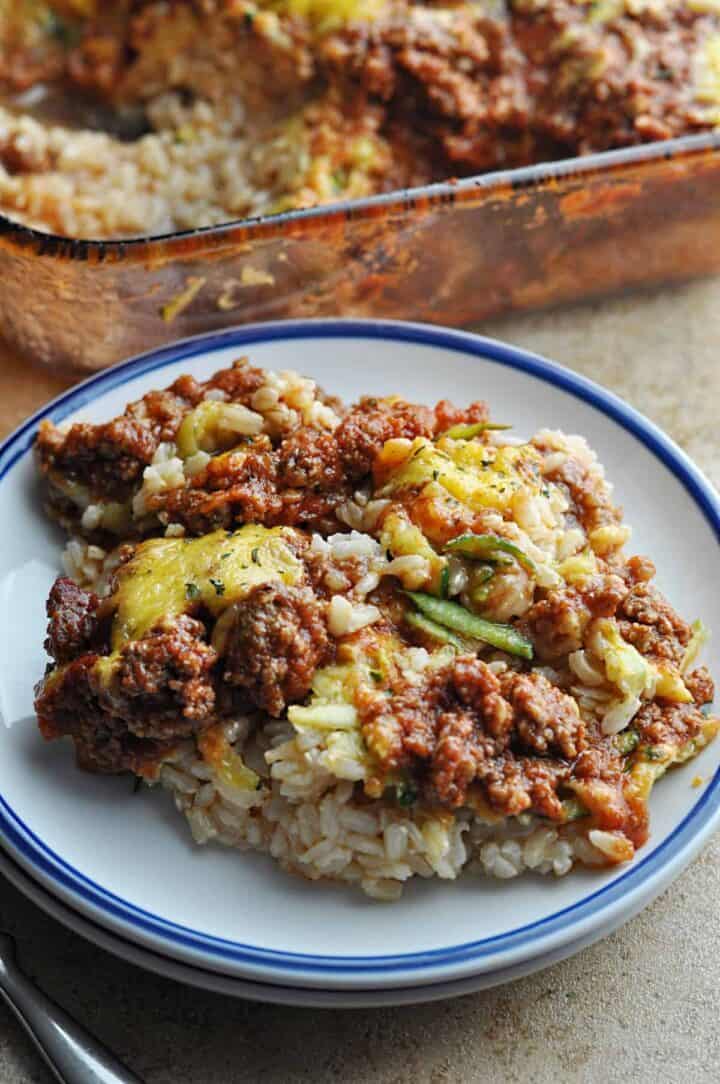 Ground Beef Rice Casserole with Zucchini Savory With Soul