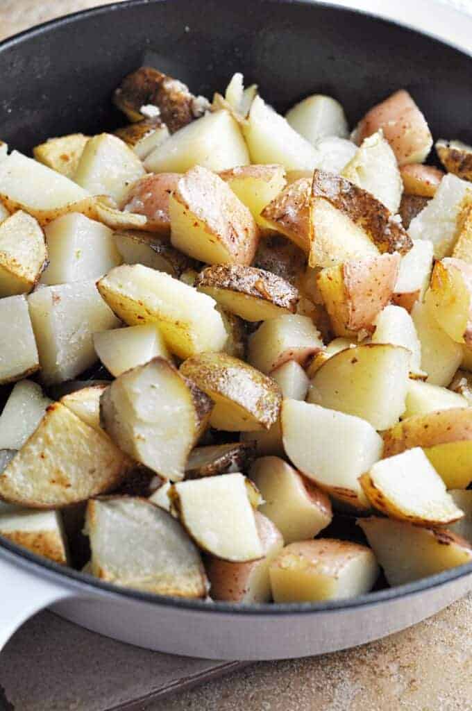 Fried Potatoes ready for ranch and bacon and cheese