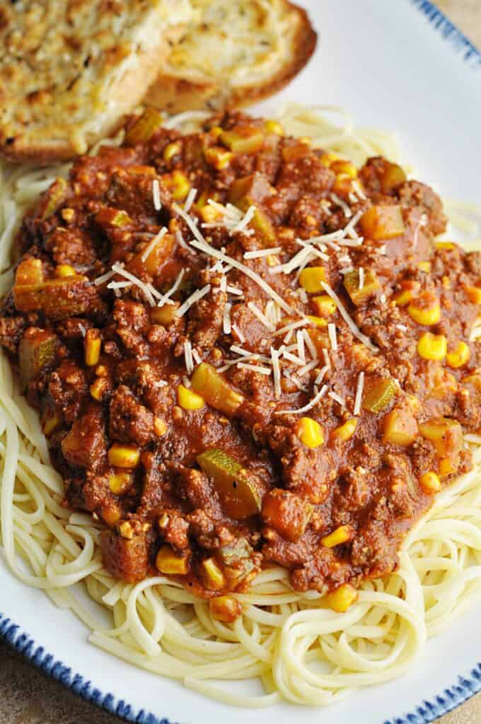 Tomato Sauce with corn and zucchini