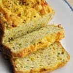 Savory Zucchini Bread with cheddar sliced