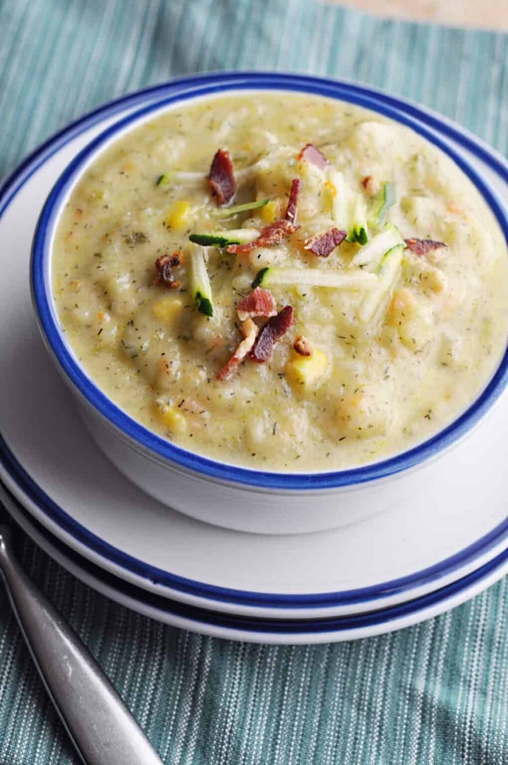 Zucchini Potato Soup with Bacon - Savory With Soul