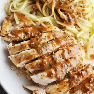 Chicken and Pasta with garlic butter sauce