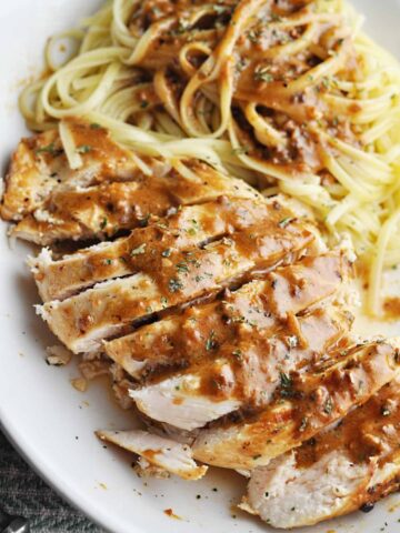 Chicken and Pasta with garlic butter sauce
