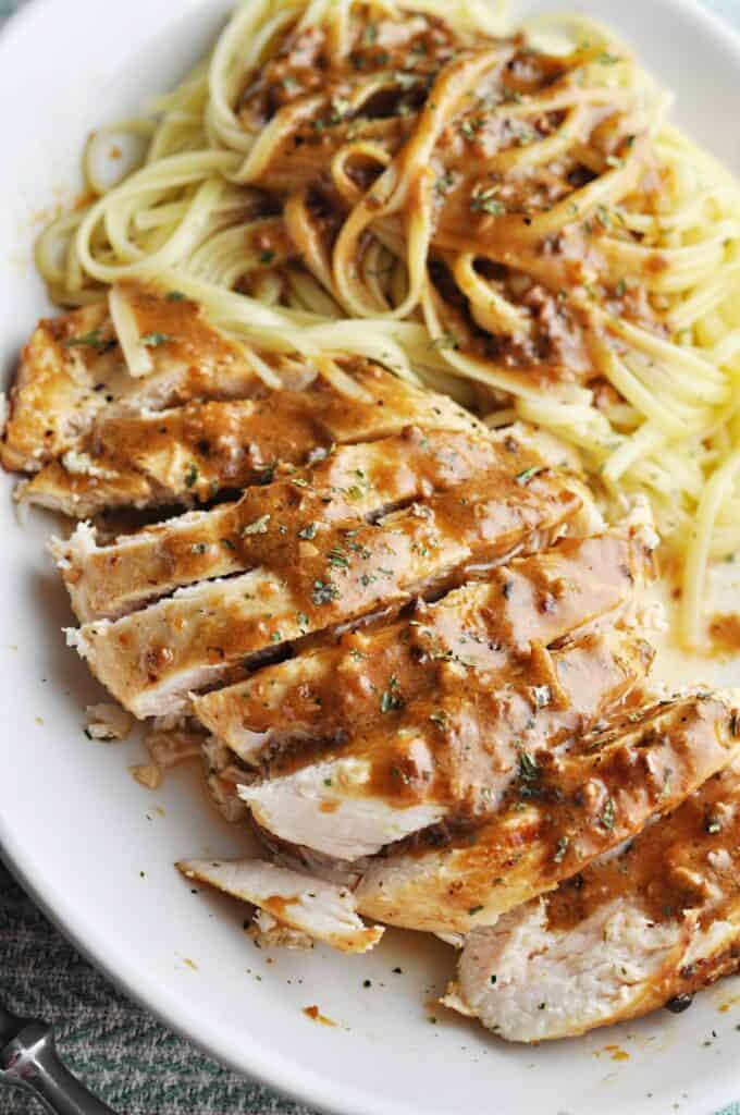 Chicken and Pasta with garlic butter sauce