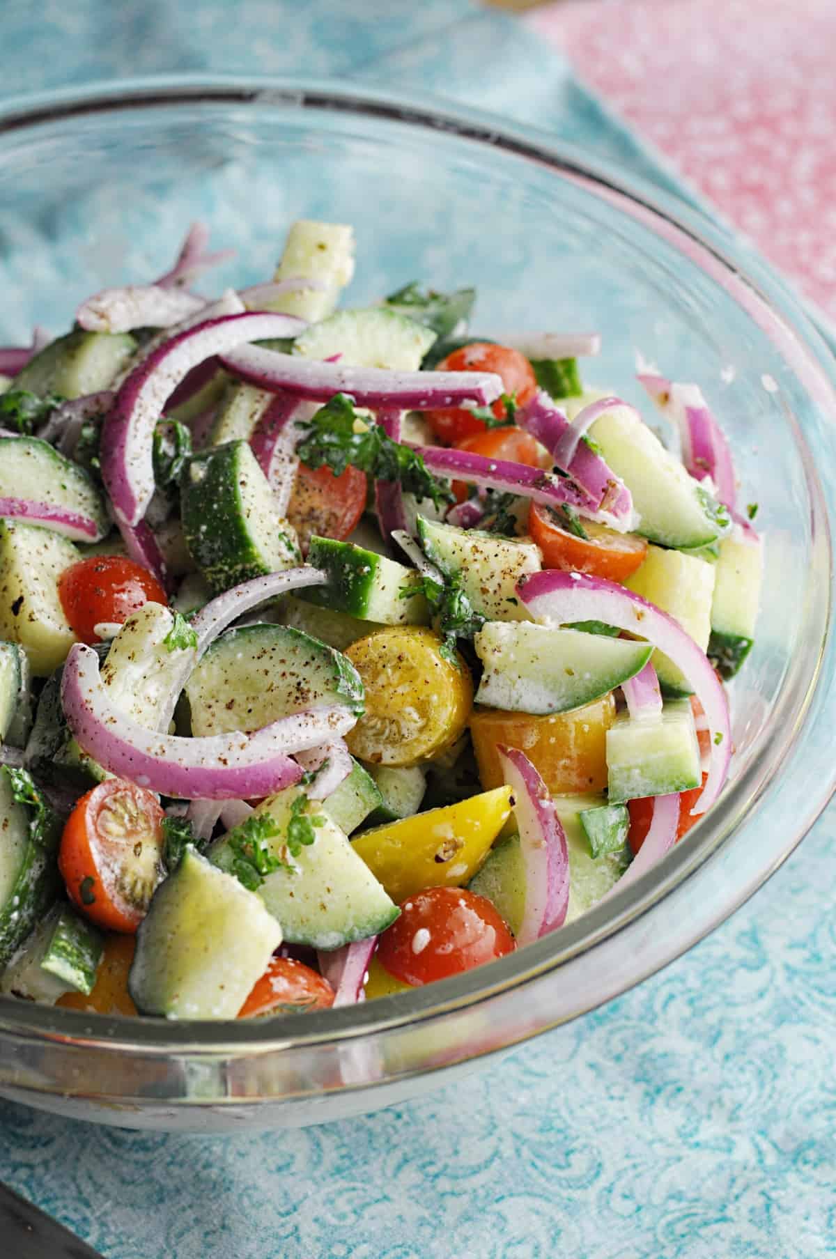 Mediterranean Cucumber Salad with Lemon Dressing - Savory With Soul