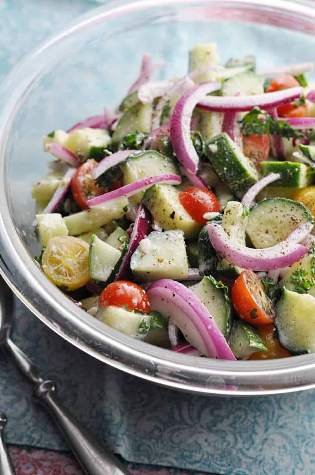 Mediterranean Cucumber Salad with Lemon Dressing Savory With Soul