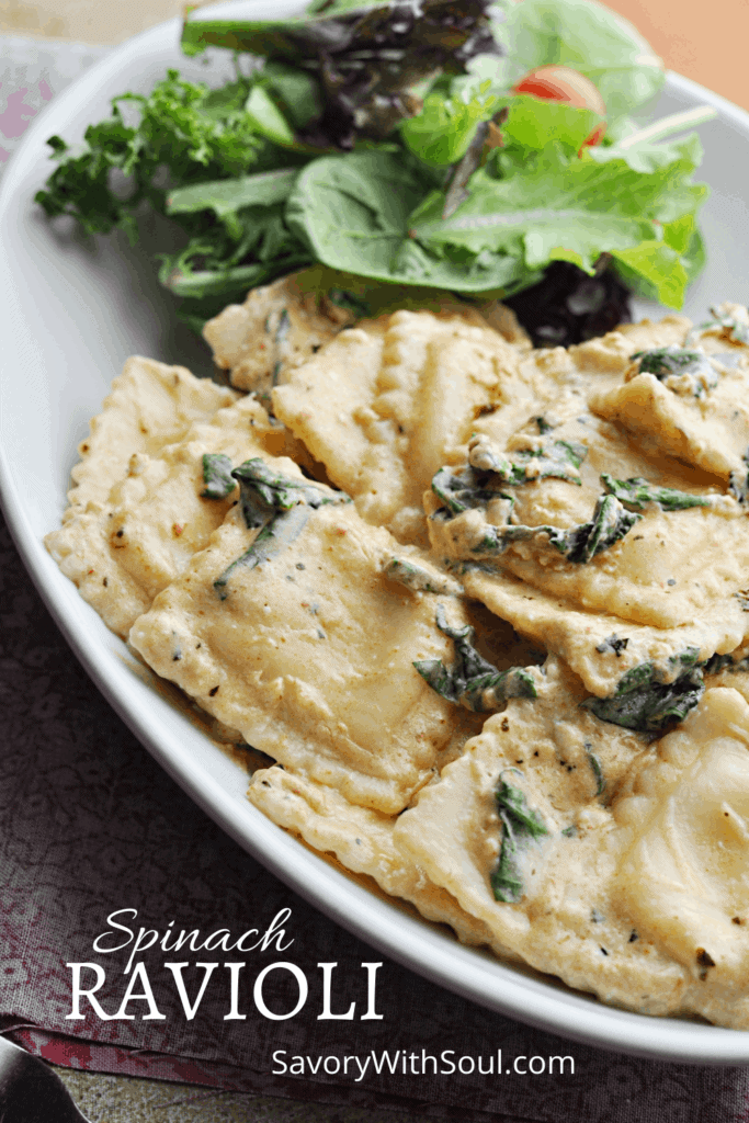 Basil Ravioli Recipe with Creamy Shallot Sauce