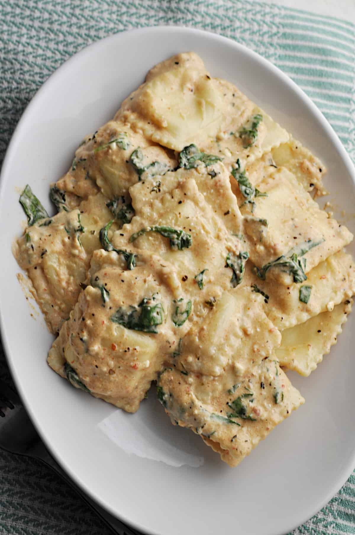 Spinach Ravioli Recipe with Tomato Basil Cream Sauce Savory With Soul