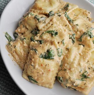 Spinach Ravioli with Tomato Cream Sauce