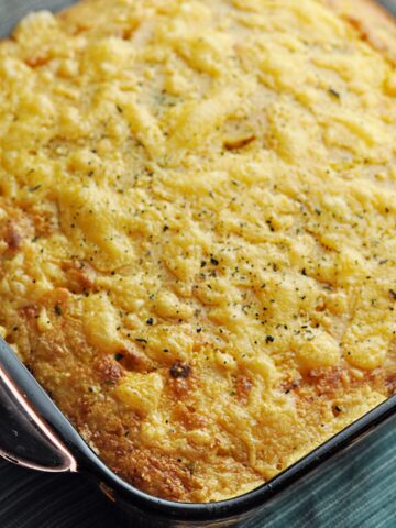 Cornbread casserole right out of the oven