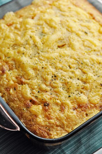 Cornbread casserole right out of the oven
