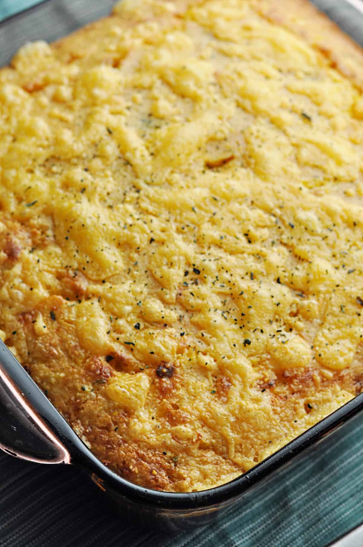 Cornbread casserole right out of the oven