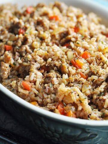 Dirty Rice in serving bowl
