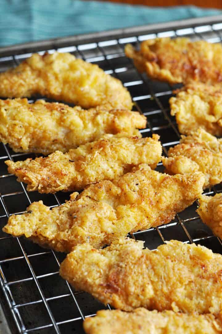 Chicken Fingers Cooling on rack