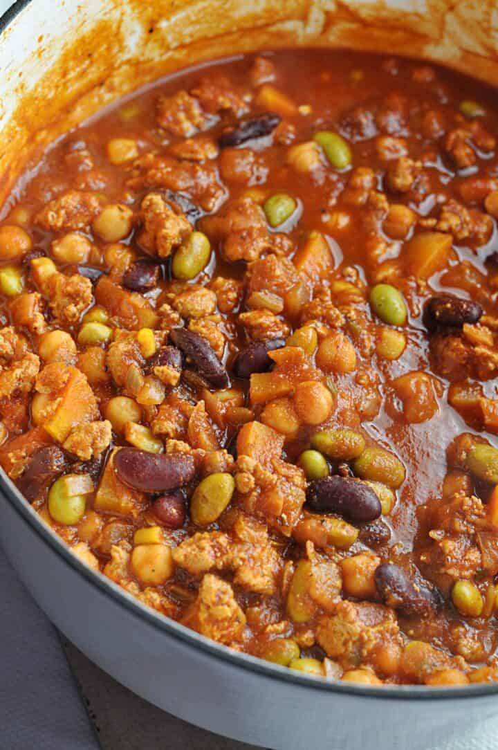 Making Panera Chili with turkey and beans