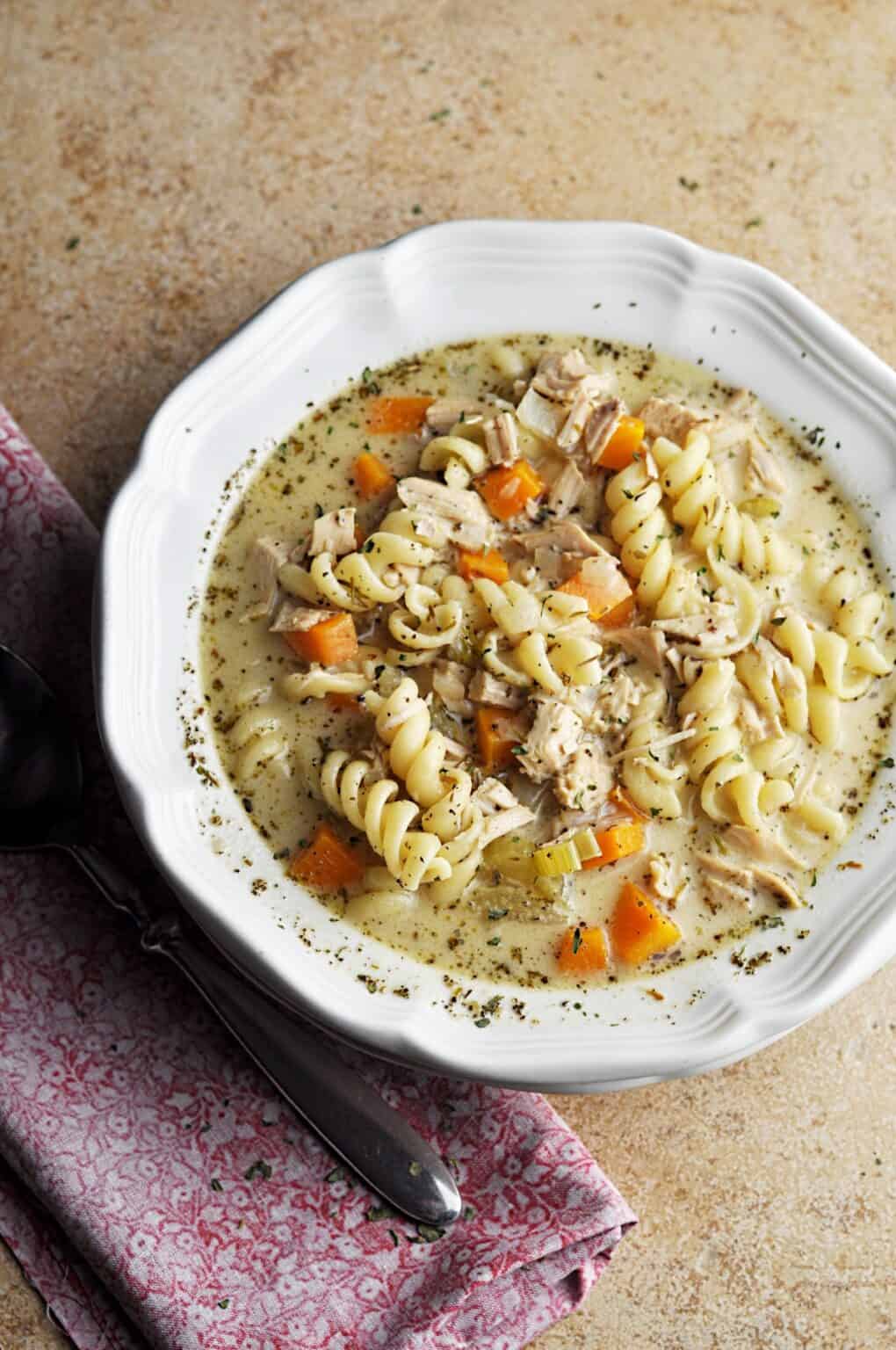Creamy Turkey Noodle Soup Recipe with Leftover Turkey Savory With Soul