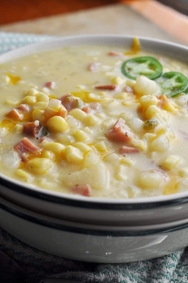 Ham potato soup with corn and jalapenos