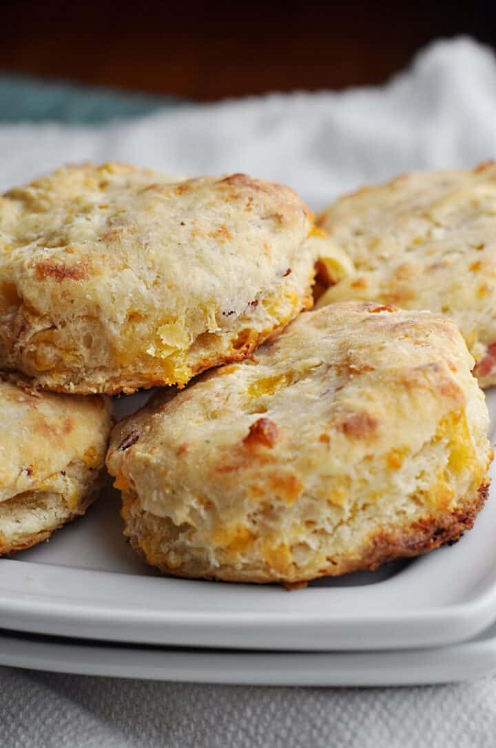 Closeup of Cheddar Bacon Biscuits