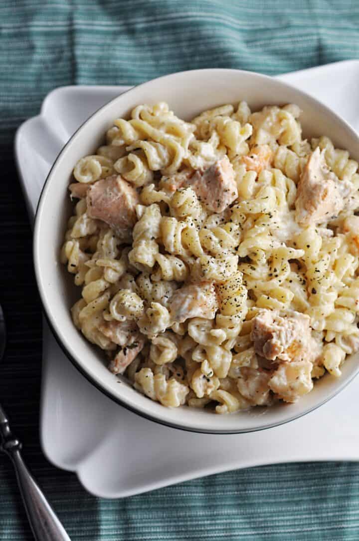 Shrimp pasta with salmon