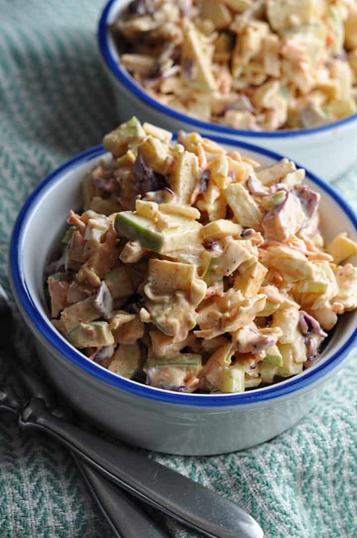 Slaw made with Granny Smith apples and cabbage