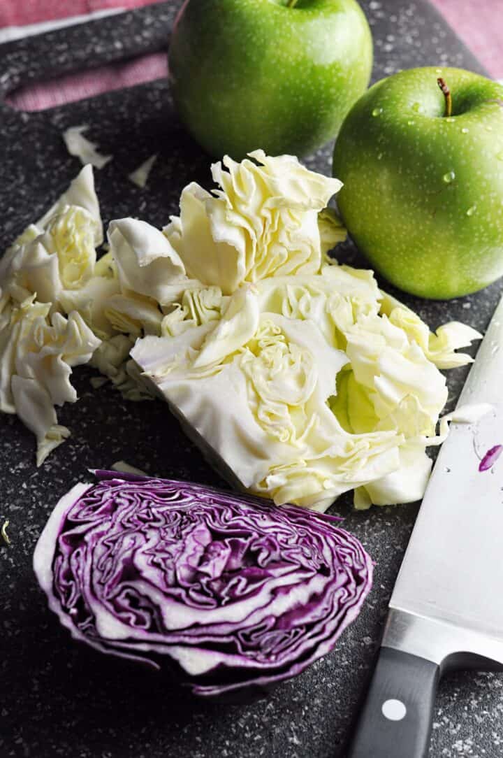 Cabbage and green apples for slaw