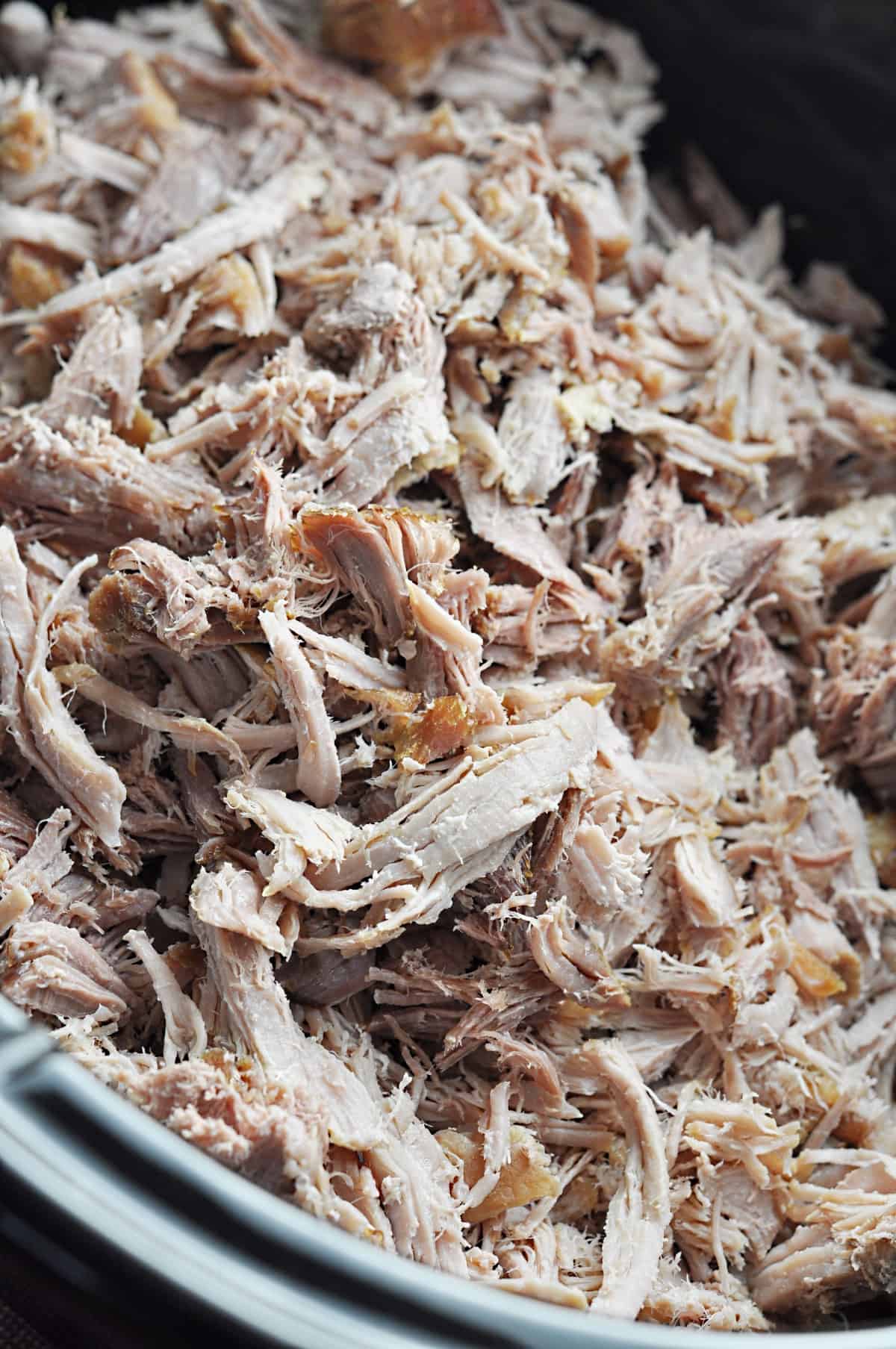 Cooked shredded pork in Crock pot