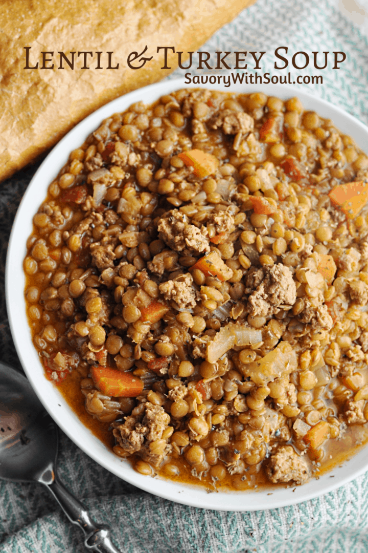 Pin for lentil turkey soup