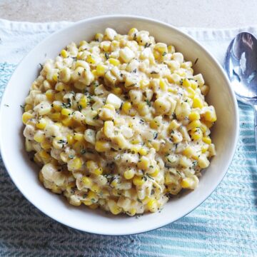 Corn in bowl ready to eat.