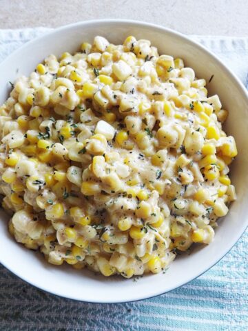 Corn in bowl ready to eat.