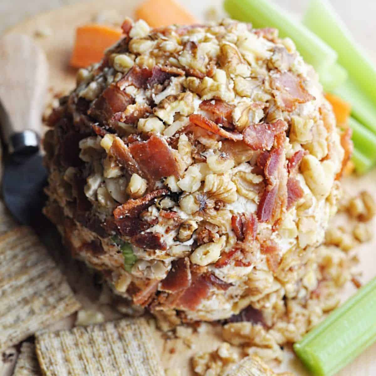 Bacon Cheese Ball Recipe with Nuts - Savory With Soul